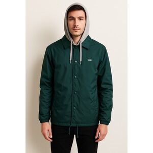 SOLD NOT‎ FOR SALE 
Vans Hooded Coach Jacket – Medium – Dark Green with Grey